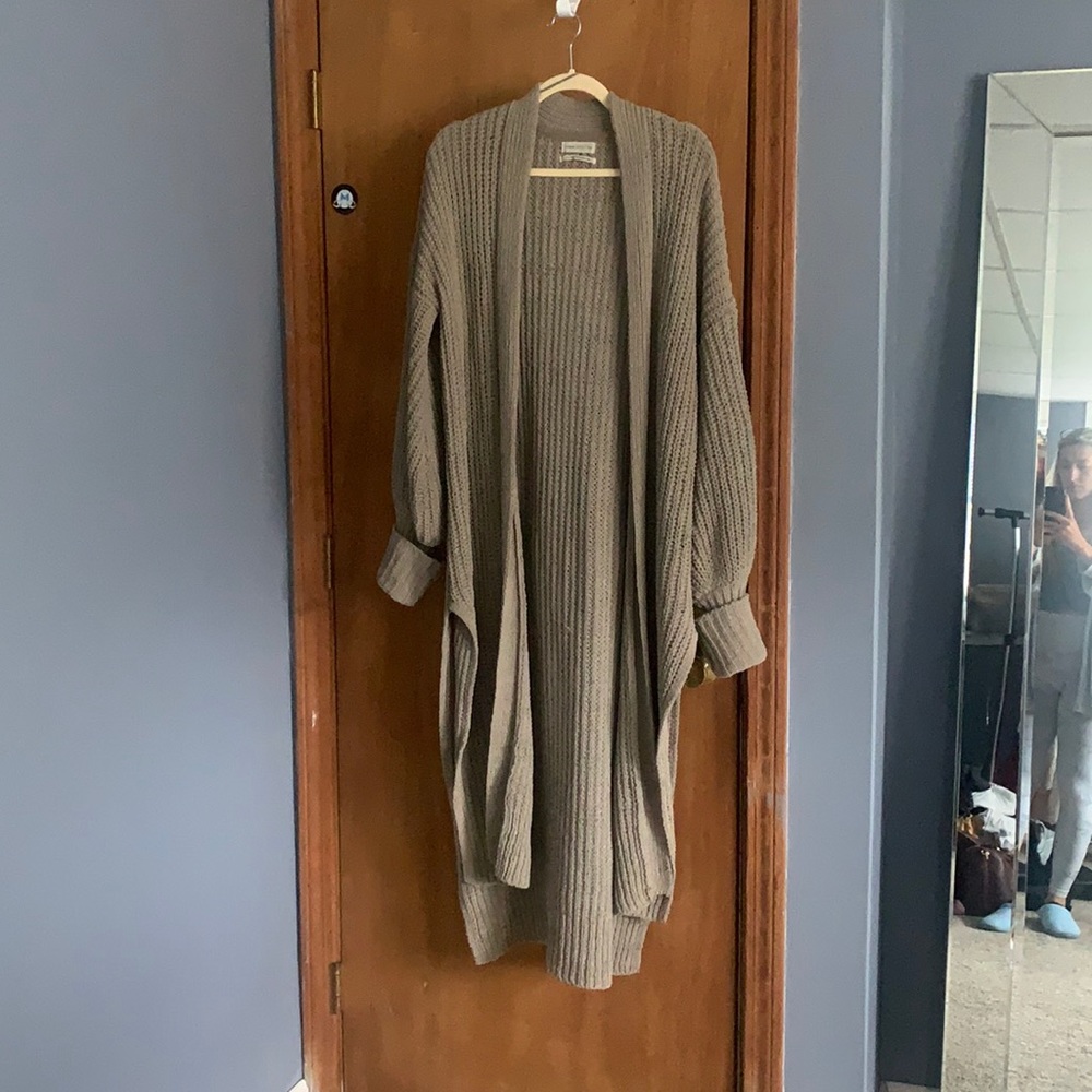 Beige Ankle Length Cardigan